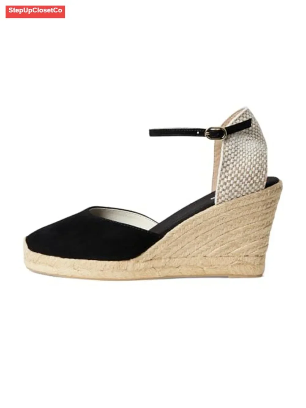 Suede Wedge Espadrilles with Ankle Strap Platform Sandals